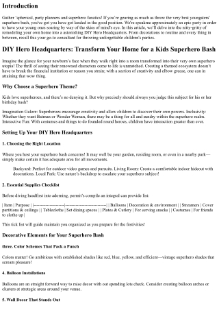DIY Hero Headquarters: Transform Your Home for a Kids Superhero Bash