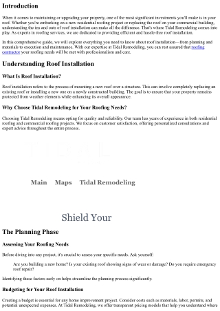 Complete Guide to Efficient and Hassle-Free Roof Installation by Tidal Remodelin