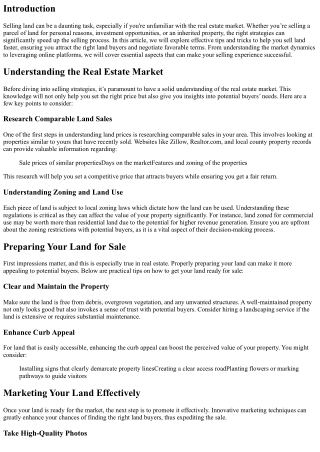 Sell Land Faster with These Proven Tips and Tricks