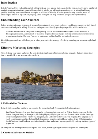 Creative Ways to Attract Land Buyers Fast