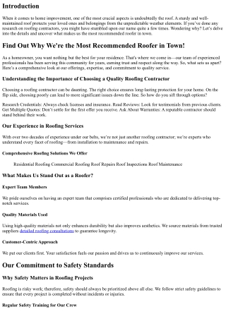 Find Out Why We're the Most Recommended Roofer in Town!