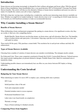 DIY or Professional? Choosing Your Steam Shower Installer