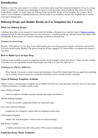 Dubstep Drops and Builds: Ready-to-Use Templates for Creators