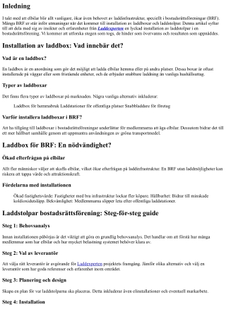 Framgångsrik Installation av Laddstolpe i Bostadsrättsförening: Ett Case Study