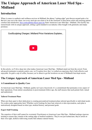The Unique Approach of American Laser Med Spa - Midland