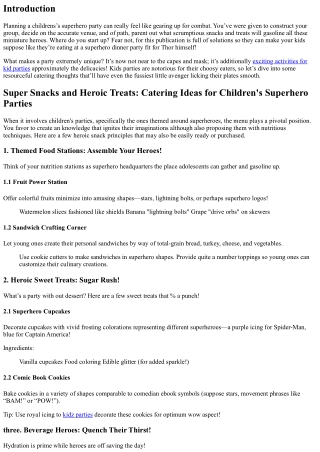 Super Snacks and Heroic Treats: Catering Ideas for Children's Superhero Parties
