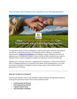 How Turnkey Farm Solutions Can Transform Your Farming Operation