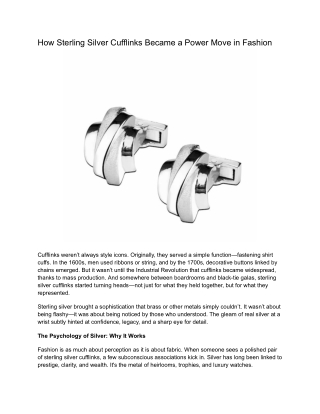 How Sterling Silver Cufflinks Became a Power Move in Fashion