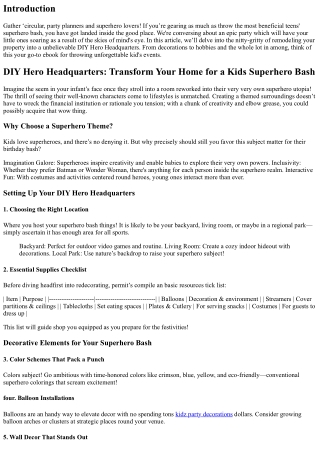 DIY Hero Headquarters: Transform Your Home for a Kids Superhero Bash