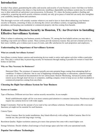 Improve Your Business Security in Houston, TX: A Resource to Installing Effectiv