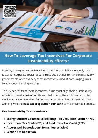 How To Leverage Tax Incentives For Corporate Sustainability Efforts?