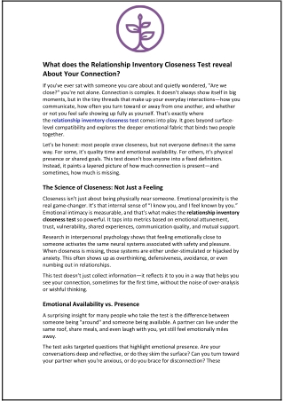 What does the Relationship Inventory Closeness Test reveal About Your Connection