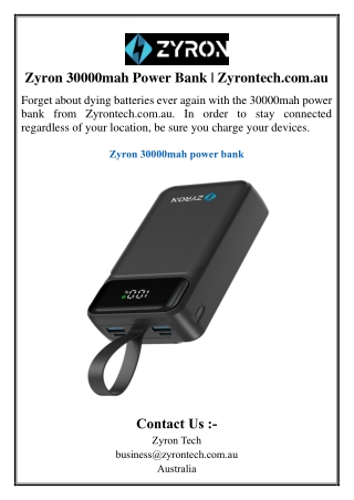Zyron 30000mah Power Bank | Zyrontech.com.au