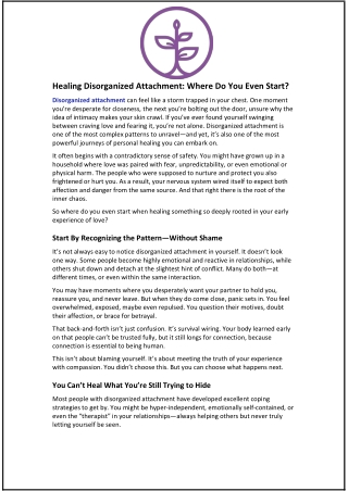 Healing Disorganized Attachment and Where Do You Even Start
