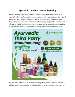 Ayurvedic Third Party Manufacturing | Herbal Third Party Manufacturing