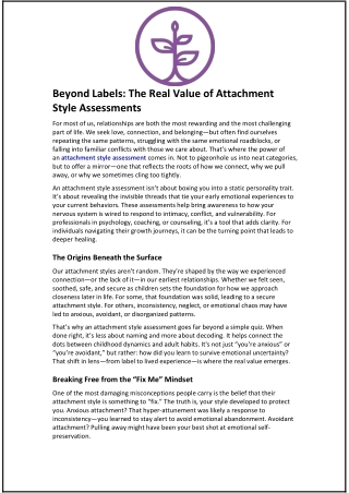 Beyond Labels and The Real Value of Attachment Style Assessments