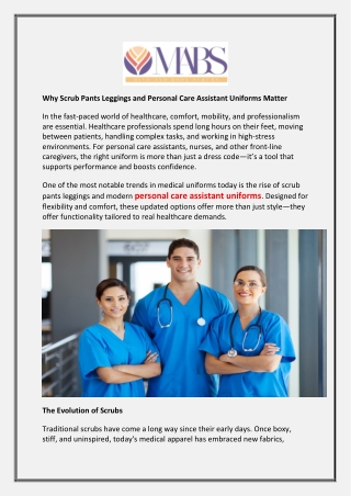 Why Scrub Pants Leggings and Personal Care Assistant Uniforms Matter