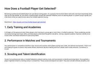 how does a football player get selected becoming