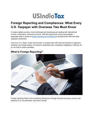 foreign reporting and compliances what every