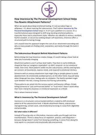 How Imerence by The Personal Development School Helps You Rewire Attachment Patterns