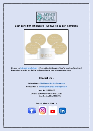 Bath Salts For Wholesale  Midwest Sea Salt Company