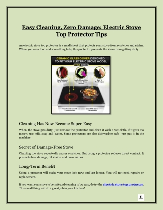 Easy Cleaning, Zero Damage- Electric Stove Top Protector Tips