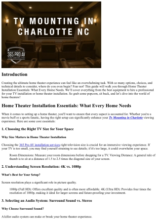 Home Theater Installation Essentials: What Every Home Needs