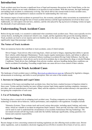 In-Depth Analysis: Trends in Truck Accident Cases