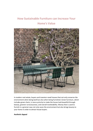 How Sustainable Furniture can Increase Your Home's Value