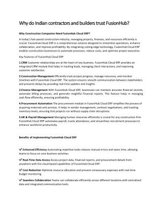 Why do Indian contractors and builders trust FusionHub?