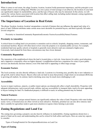 The Impact of Location on Selling Land