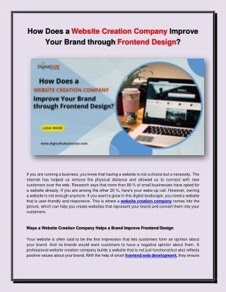 How Does a Website Creation Company Improve Your Brand through Frontend Design