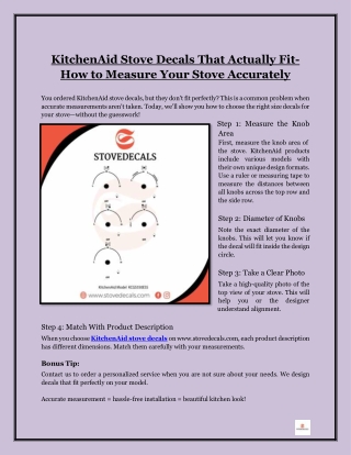KitchenAid Stove Decals That Actually Fit- How to Measure Your Stove Accurately