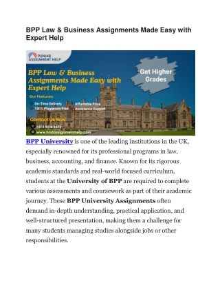BPP Law & Business Assignments Made Easy with Expert Help