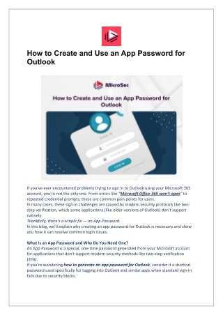 How to Create and Use an App Password for Outlook