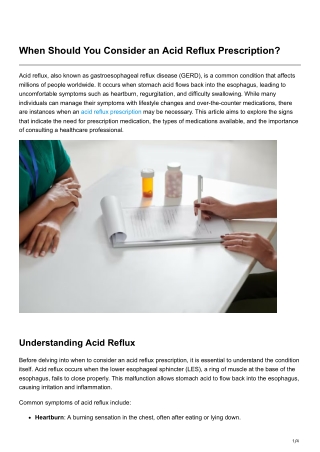 When Should You Consider an Acid Reflux Prescription