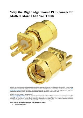 why the right edge mount pcb connector matters