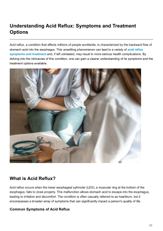 Understanding Acid Reflux Symptoms and Treatment Options