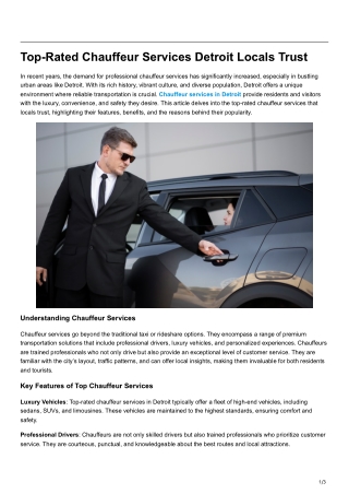 Top-Rated Chauffeur Services Detroit Locals Trust