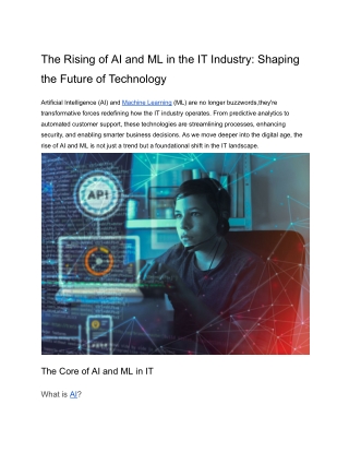the rising of ai and ml in the it industry shaping