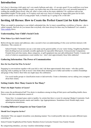 Inviting All Heroes: How to Create the Perfect Guest List for Kids Parties