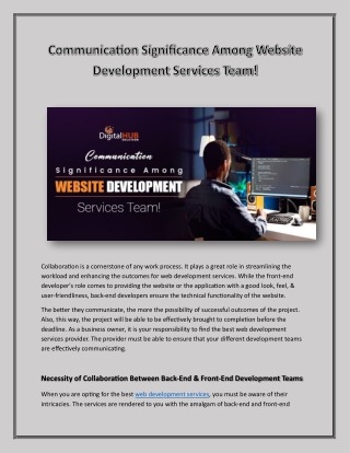 Communication Significance Among Website Development Services Team