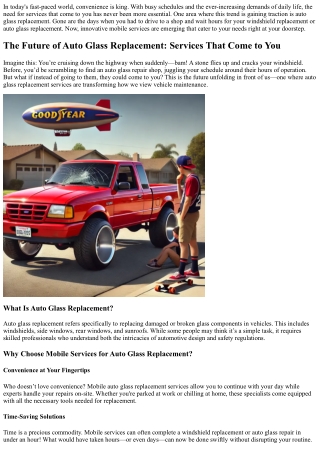 The Future of Auto Glass Replacement: Services That Come to You