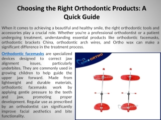 Choosing the Right Orthodontic Products A Quick Guide