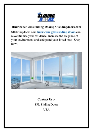 Hurricane Glass Sliding Doors | Sflslidingdoors.com