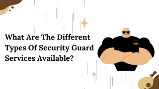 What Are The Different Types Of Security Guard Services Available?