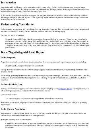 The Dos and Don'ts of Negotiating with Land Buyers