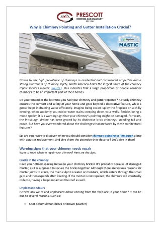 Why is Chimney Pointing and Gutter Installation Crucial?