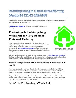 Entrümpelung & Haushaltsauflösung Waldbröl 02241-2664987