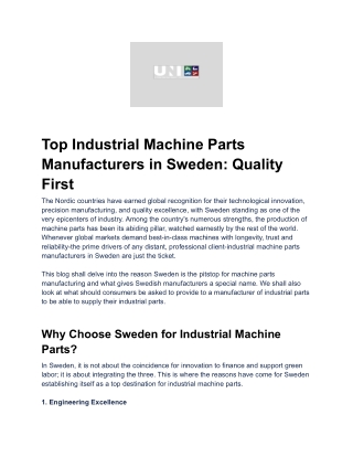 Top Industrial Machine Parts Manufacturers in Sweden_ Quality First